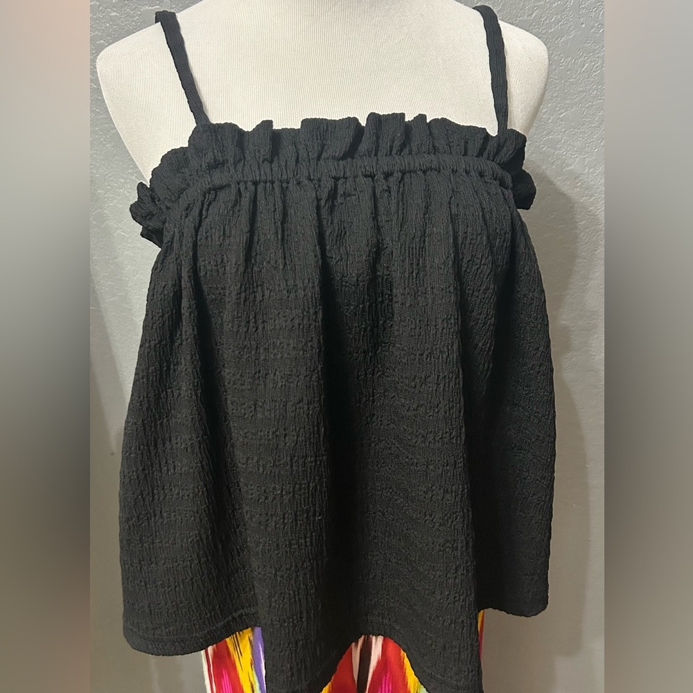 Current Air Black Textured Smocked Cami Top